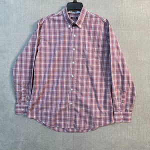 IZOD Men’s Dress Shirt LG Multi color checked Blue, White, Red, Plaid Dress Work